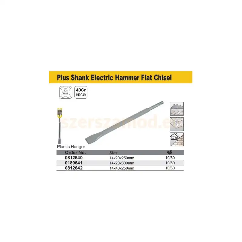 Vésőszár Lapos SDS PLUS 14 x 40 x 250 mm - Image 2