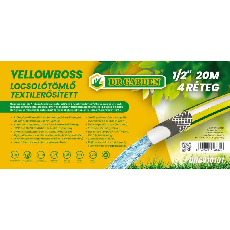Locsolótömlő Erősített 4 Réteg 1/2 20m Yellowboss - Image 4