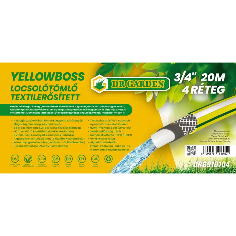 Locsolótömlő Erősített 4 Réteg 3/4 20m Yellowboss - Image 4