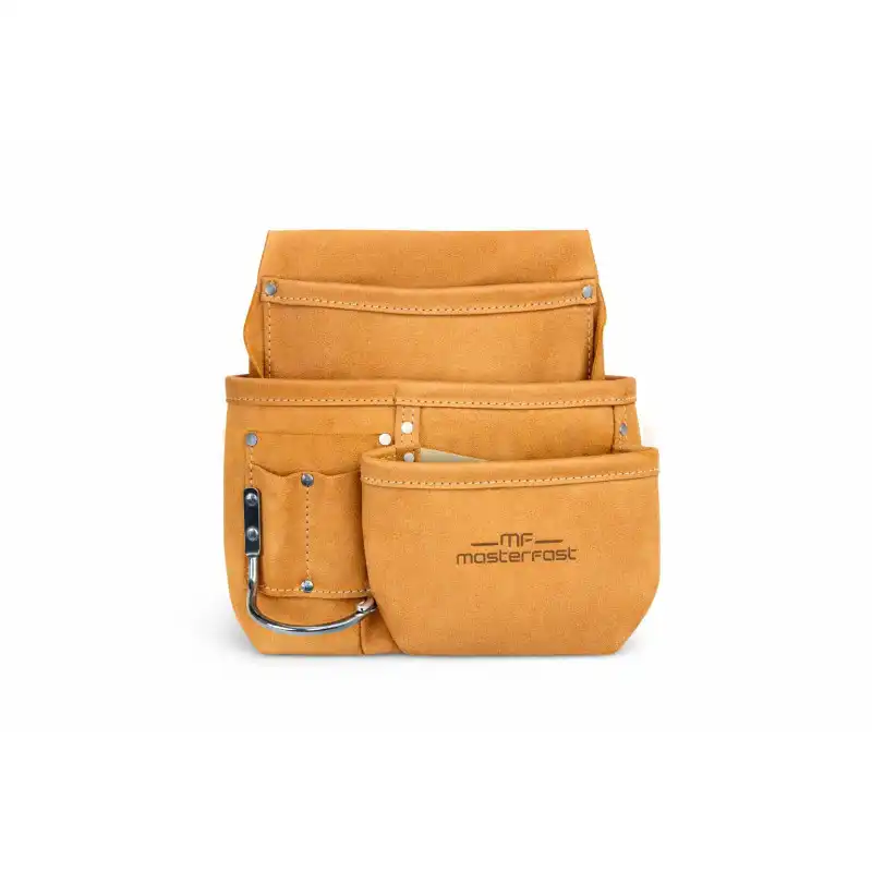 Szerszámtartó Táska Övre Fűzhető Hasított Bőr 5 Zsebbel Kalapácstartóval Ácsoknak - Image 2