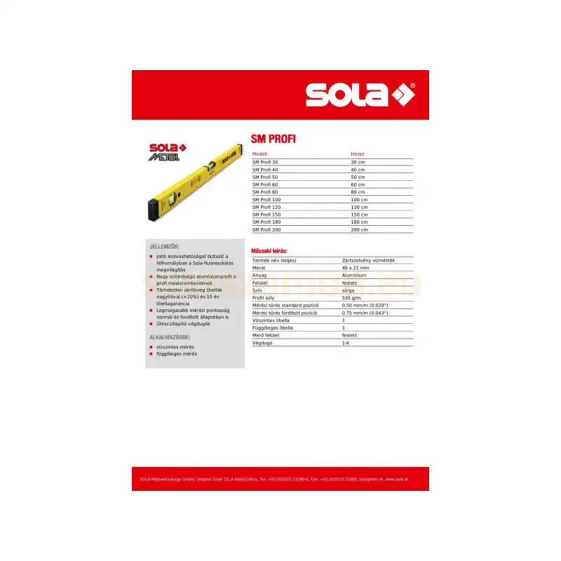 SOLA Vízmérték 80cm - Image 2