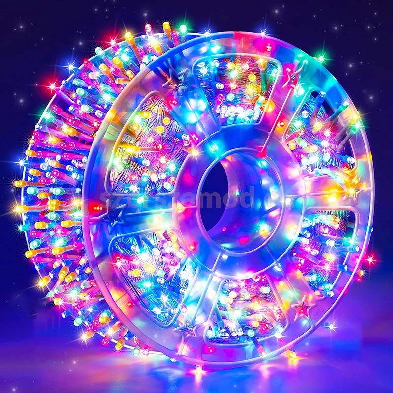 Karácsonyi LED fényfüzér – Színes – 50 m – Átlátszó kábel