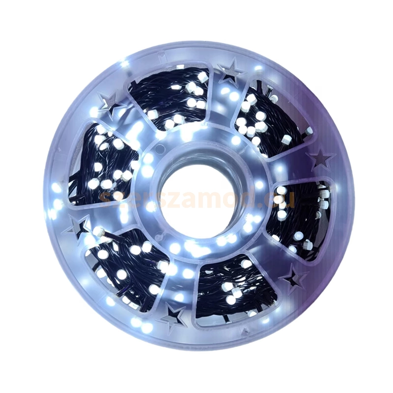 Karácsonyi LED fényfüzér 30m – Hidegfehér – Fekete kábel