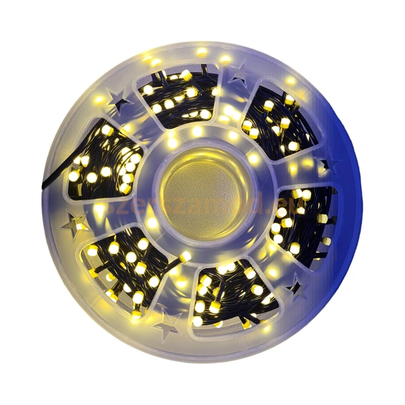 Karácsonyi LED fényfüzér 30m – Melegfehér – Fekete kábel